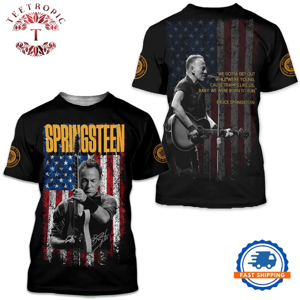 Bruce Springsteen America Flag 3D Print T Shirts