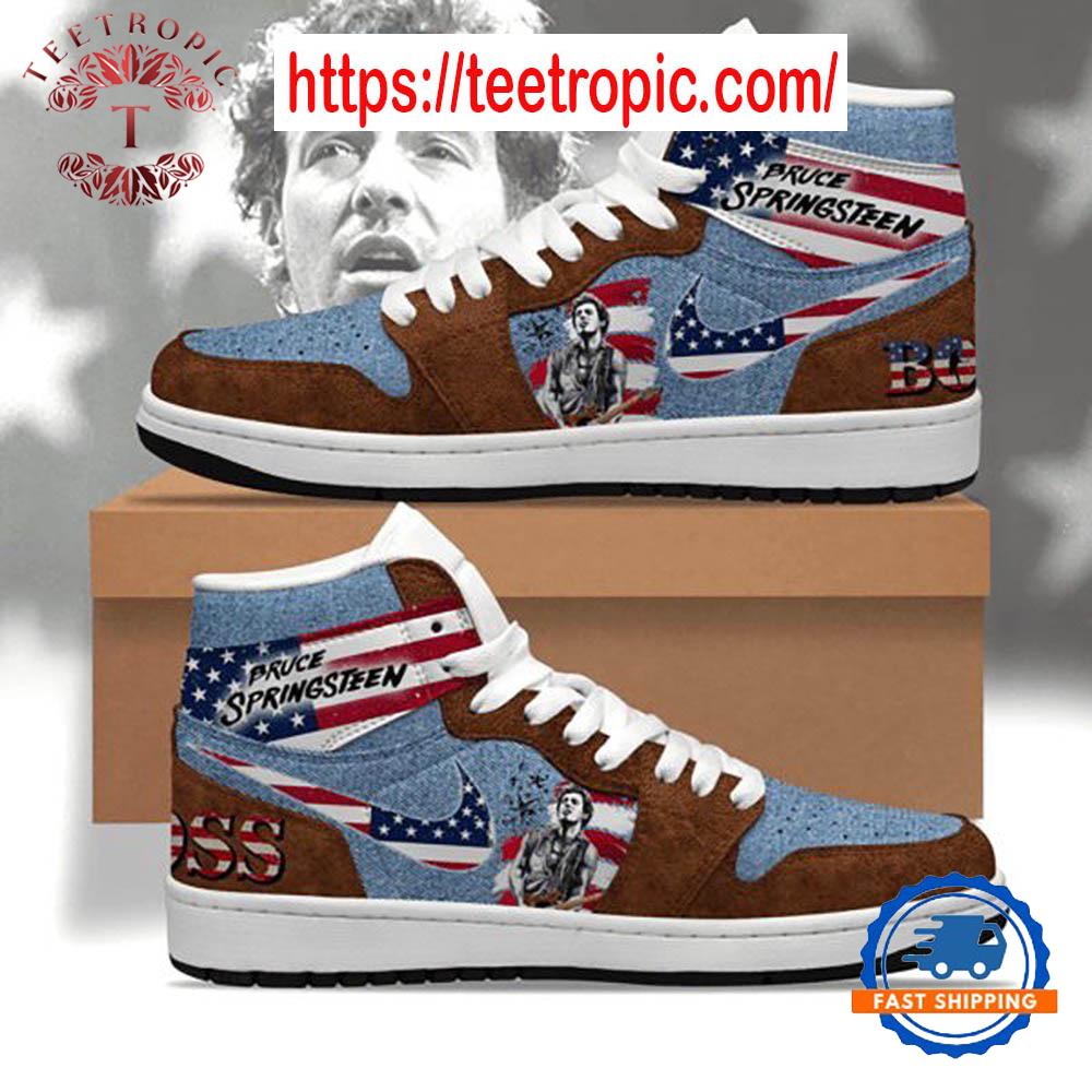 Bruce Springsteen Boss American Flag Air Jordan 1 Hightop Shoes