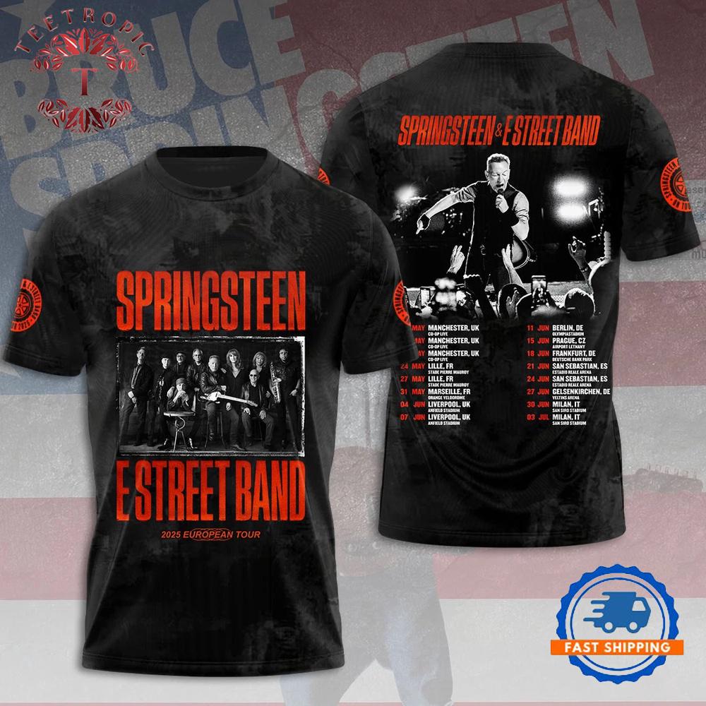 Bruce Springsteen & E Street Band 2025 European Tour 3D T-Shirt