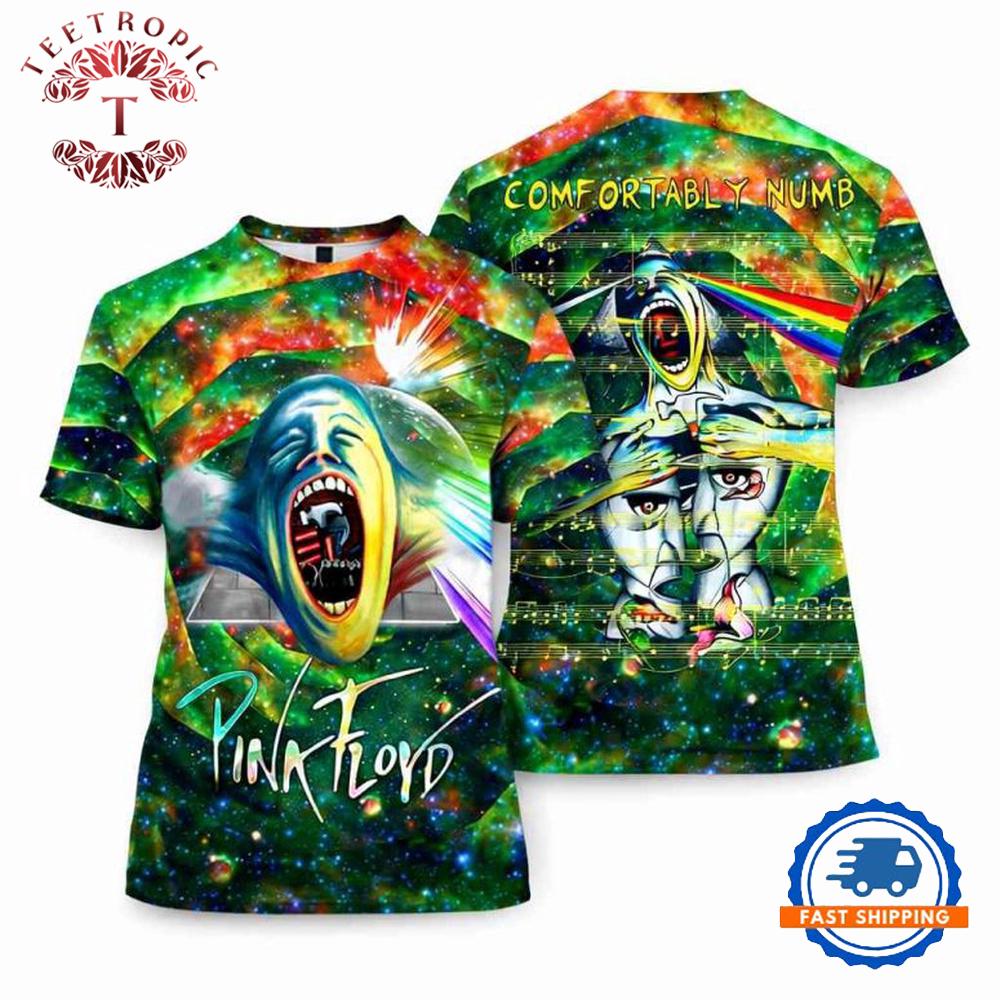 Comfortably Numb Screaming Face The Wall Green Pink Floyd T Shirt