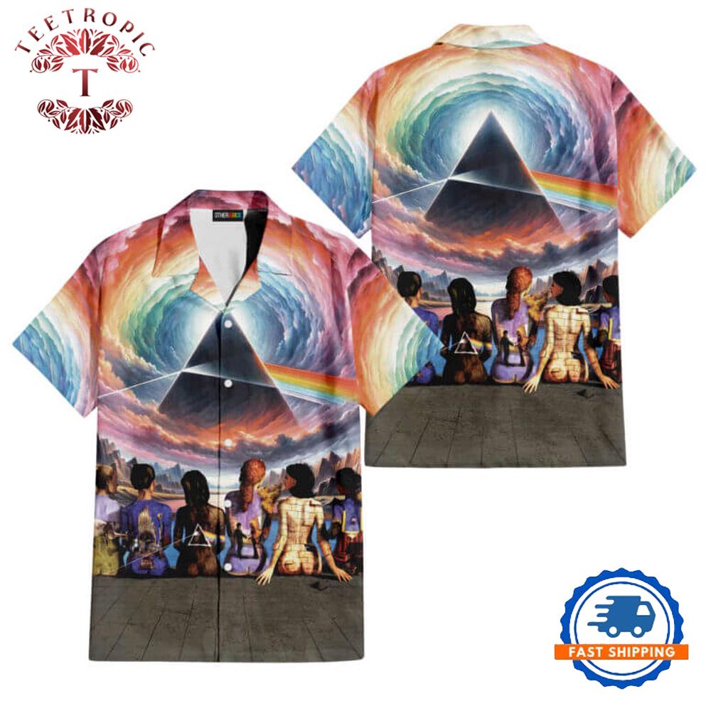 Dark Side Of The Moon Prism Over Serene Lake Pink Floyd Back Art Hawaiian Shirt