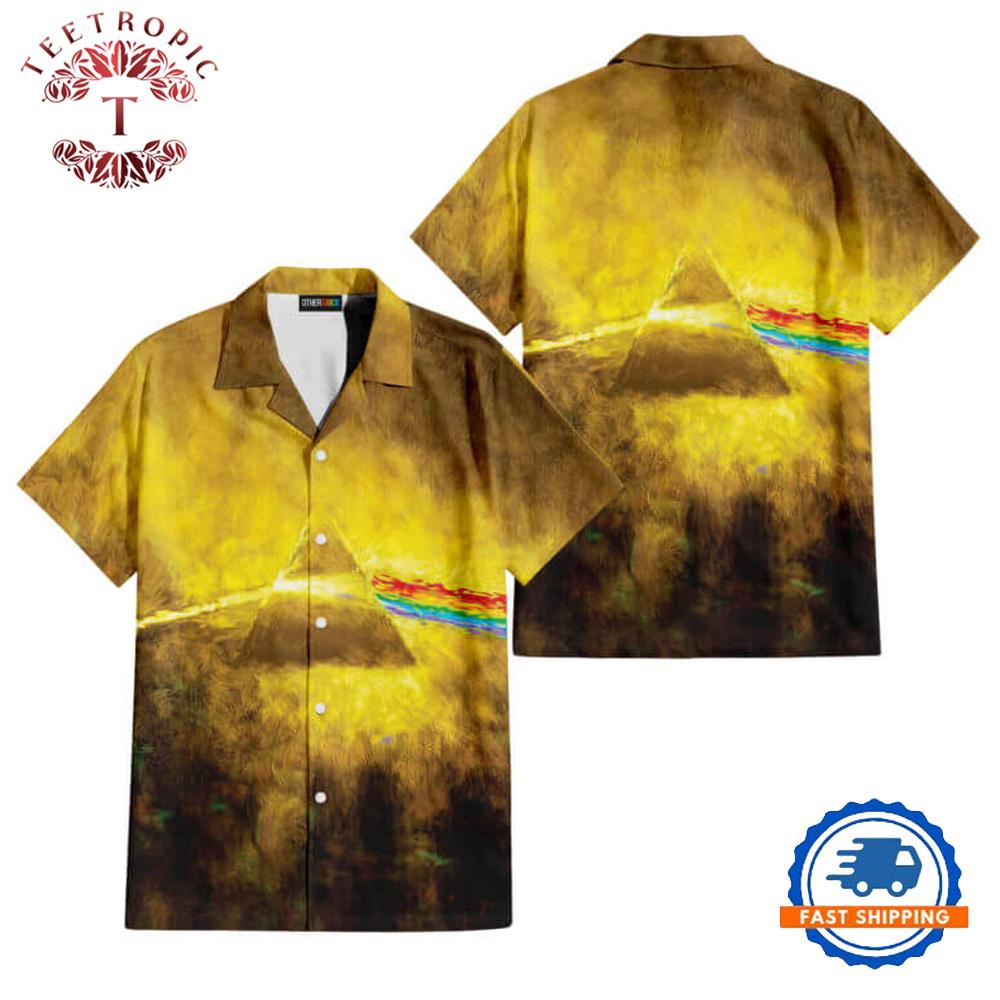 Golden Dark Side Of The Moon Pink Floyd Hawaiian Shirt