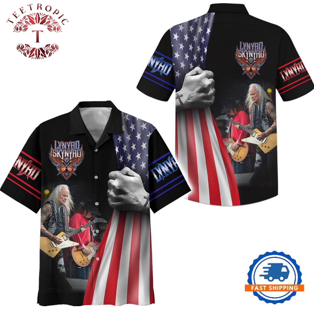 Lynyrd Skynyrd American Flag Design Hawaiian Shirt