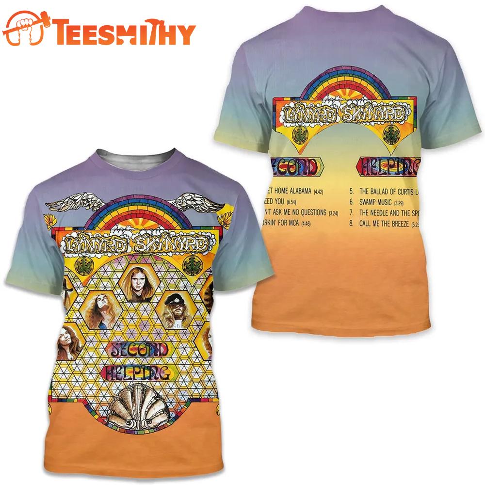 Lynyrd Skynyrd Second Helping ROCK Rainbow T Shirt
