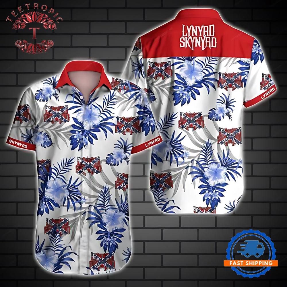 Lynyrd Skynyrd Us Rock Band White Hawaiian Shirt