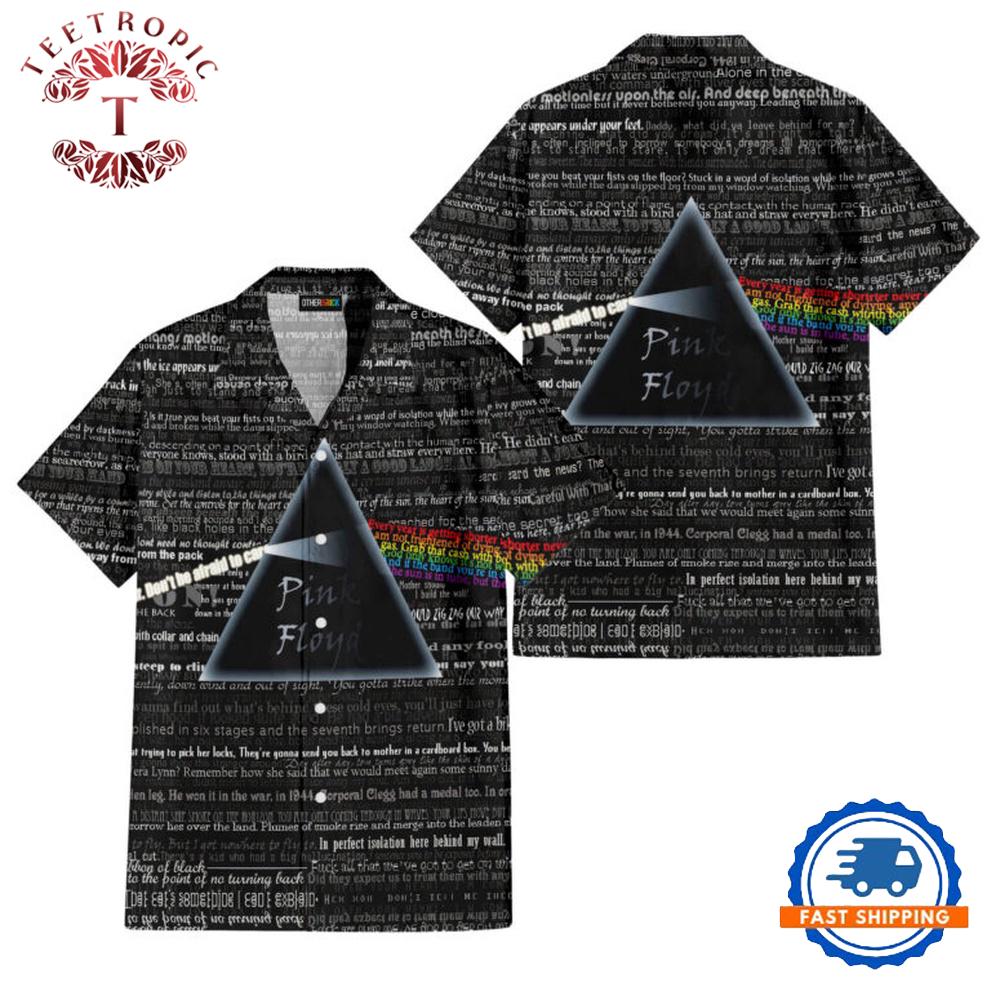 Pink Floyd Lyric Collage Prism Vintage Hawaiian Shirt