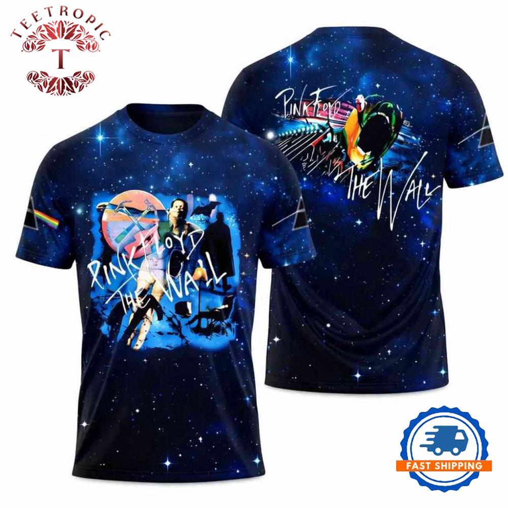 The Wall Blue Galaxy Hammer Screaming Face Pink Floyd T Shirt