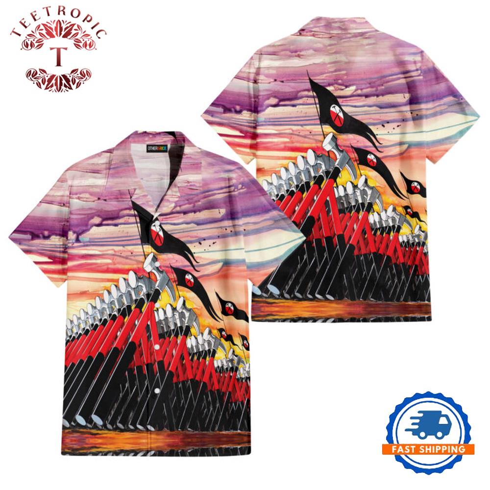 The Wall Hammer Drawing Art Pink Floyd Hawaiian Shirt