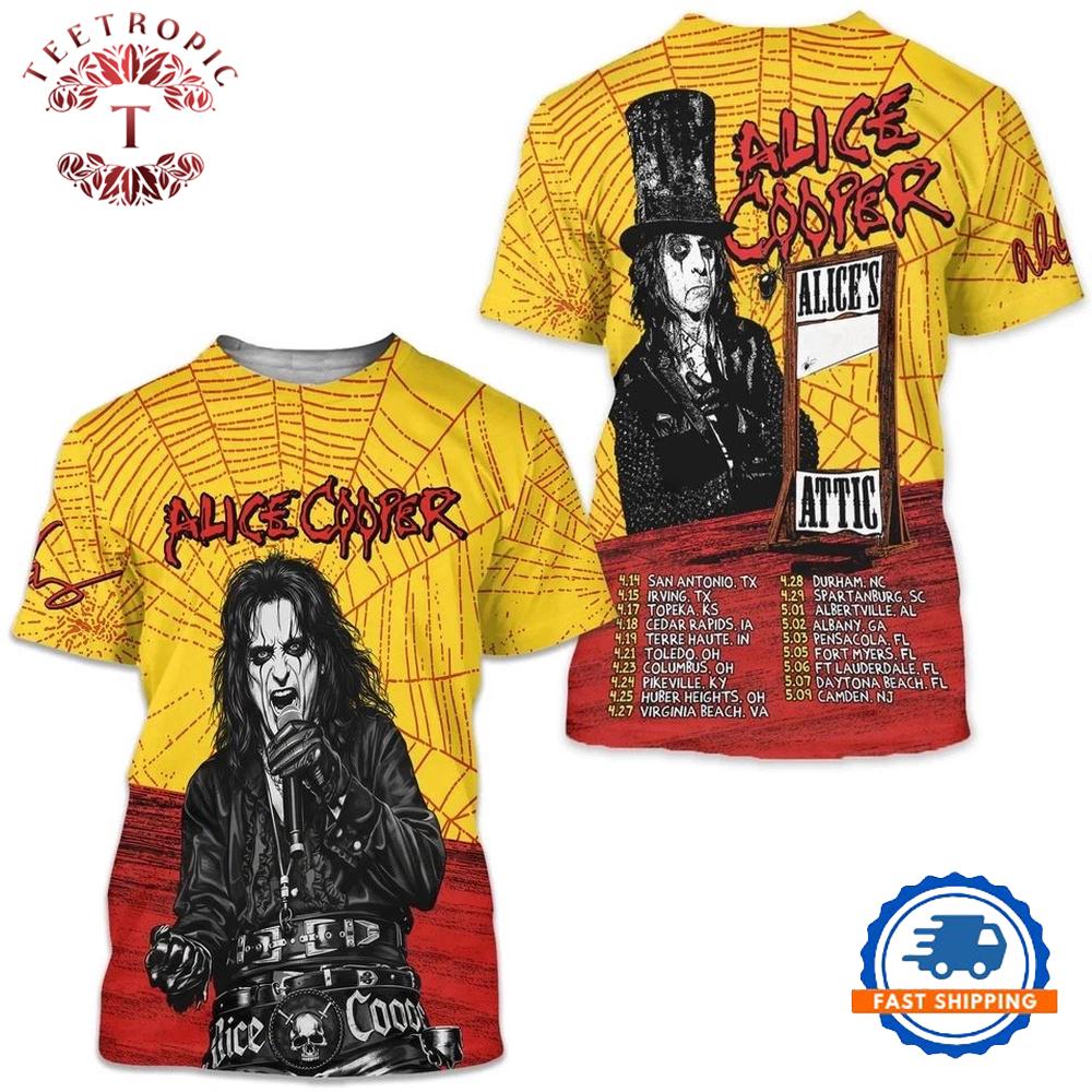 Alice Cooper Alice’s Attic 2026 Tour Routing 3D T Shirt
