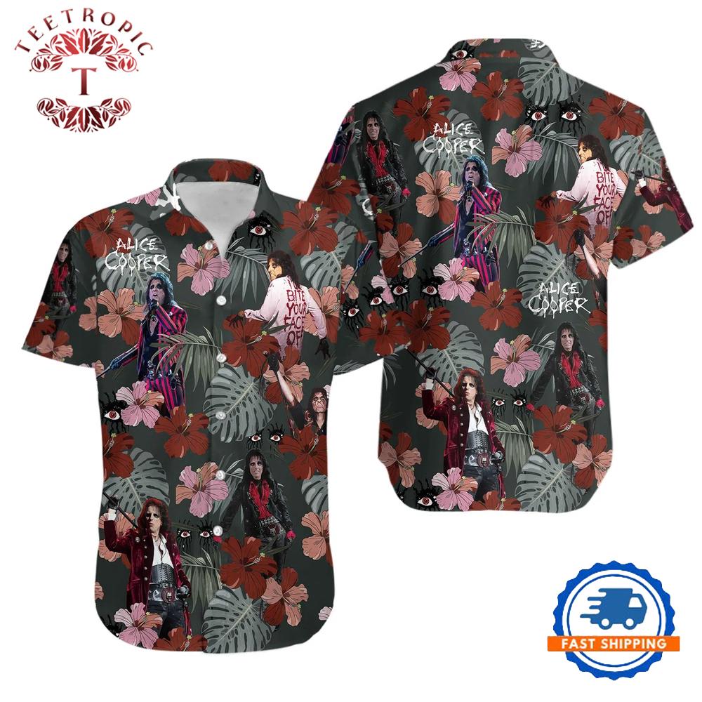 Alice Cooper Rock Legend Floral Hawaiian Shirt