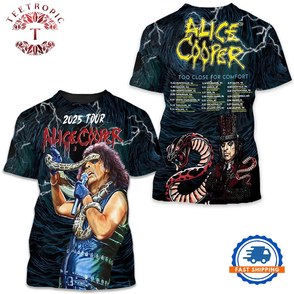 Alice Cooper Too Close For Comfort 3D Shirt