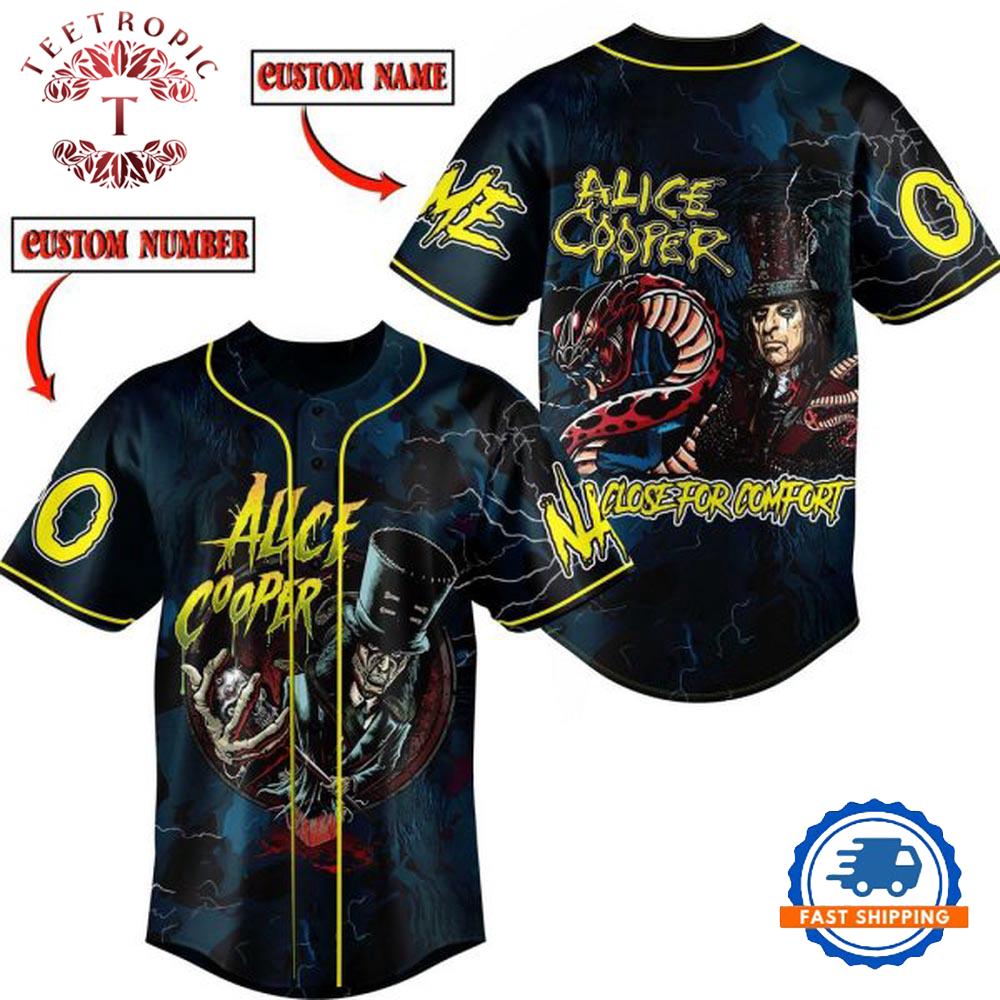 Alice Cooper Too Close For Comfort Custom Baseball Jersey