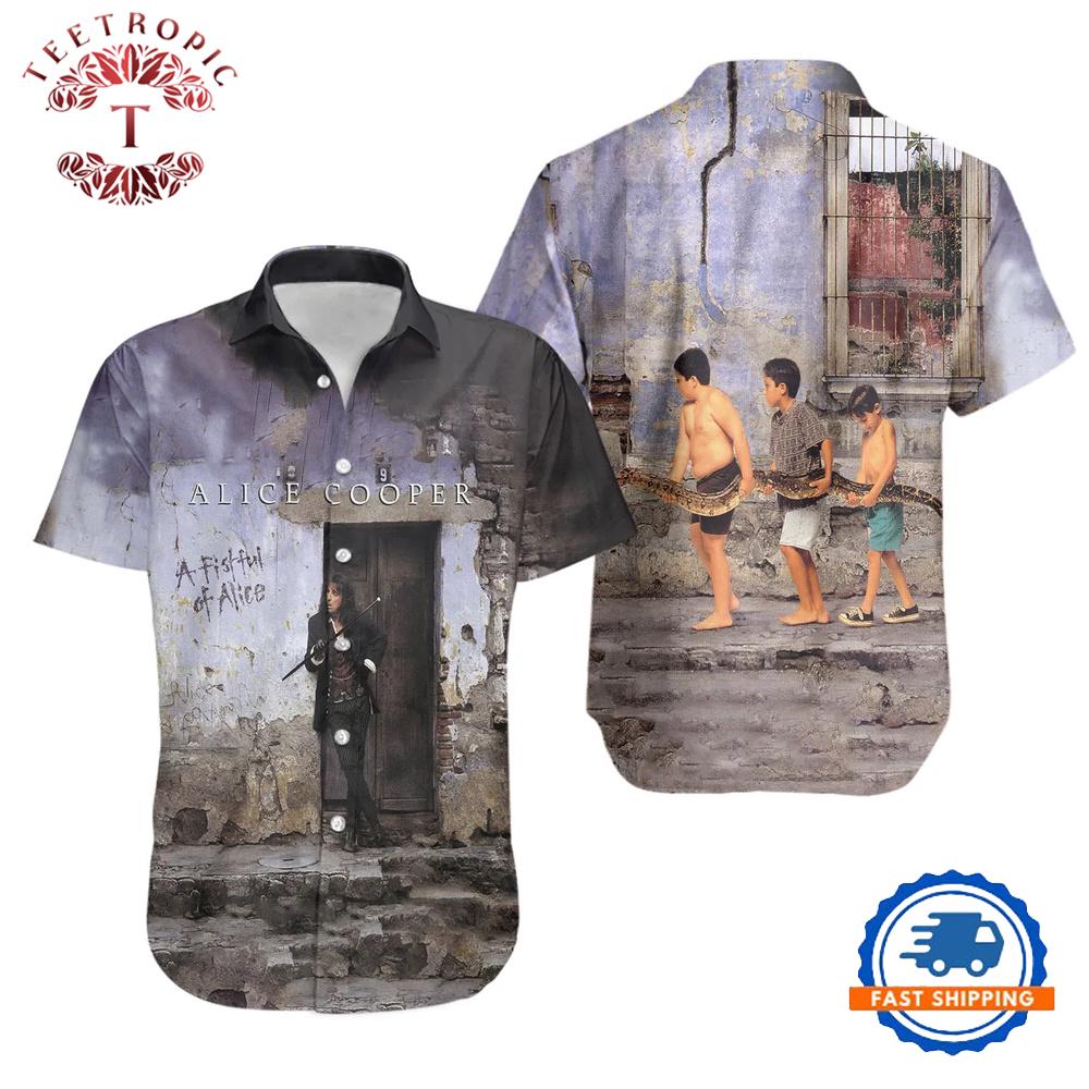 Alice Cooper Vintage Rock Concert Graphic Hawaiian Shirt