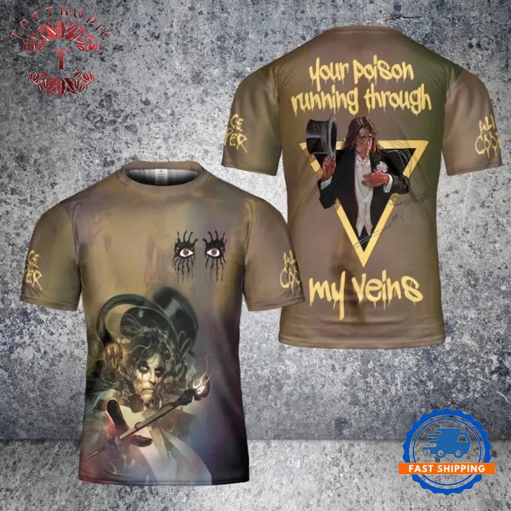 Alice Cooper Your Poison Running Through My Veins 3D T-Shirt