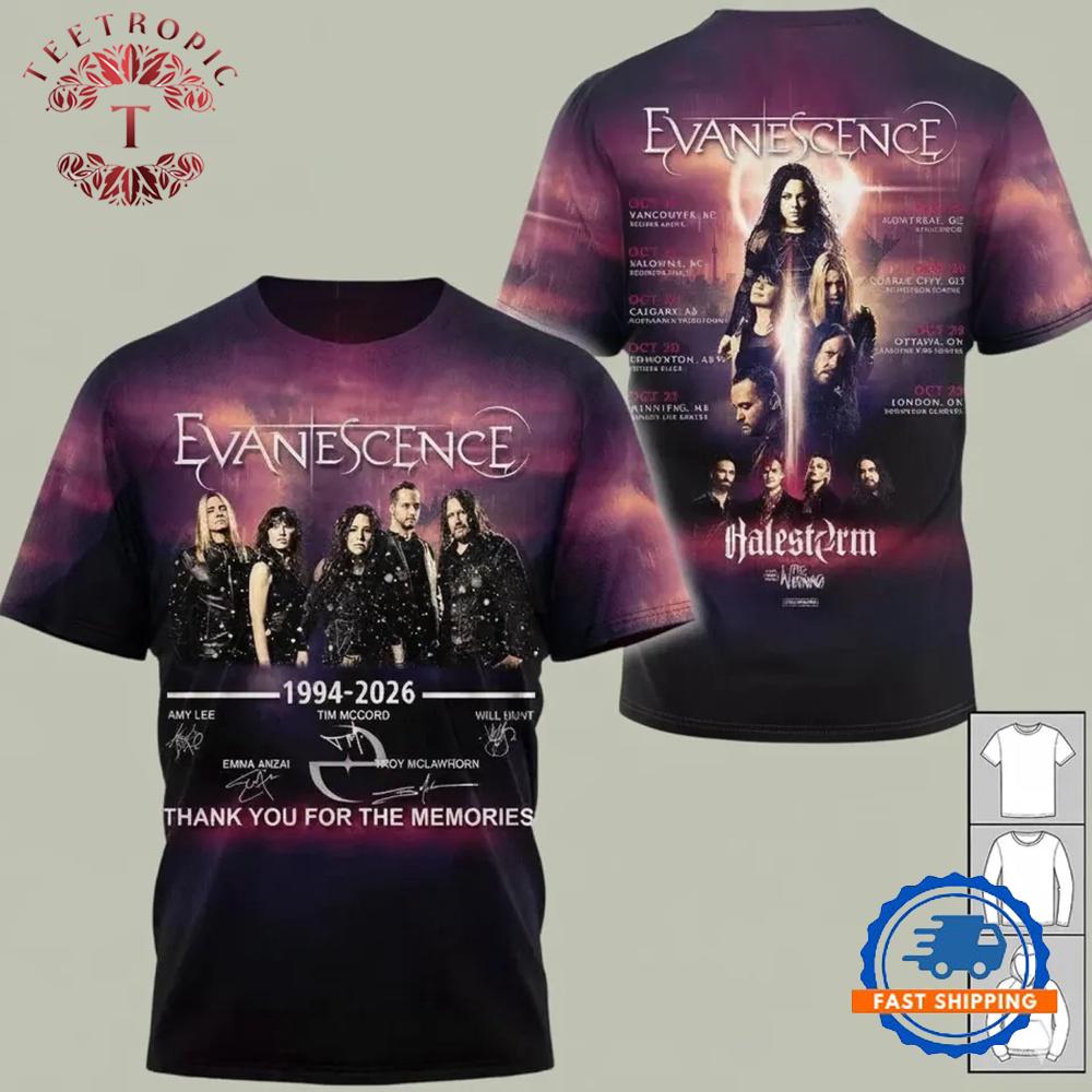Evanescence Band 94 26 Memories Tour 3D T-Shirt
