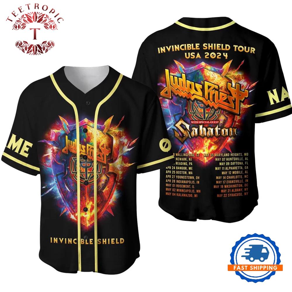 Judas Priest Invincible Shield Tour USA Baseball Jersey