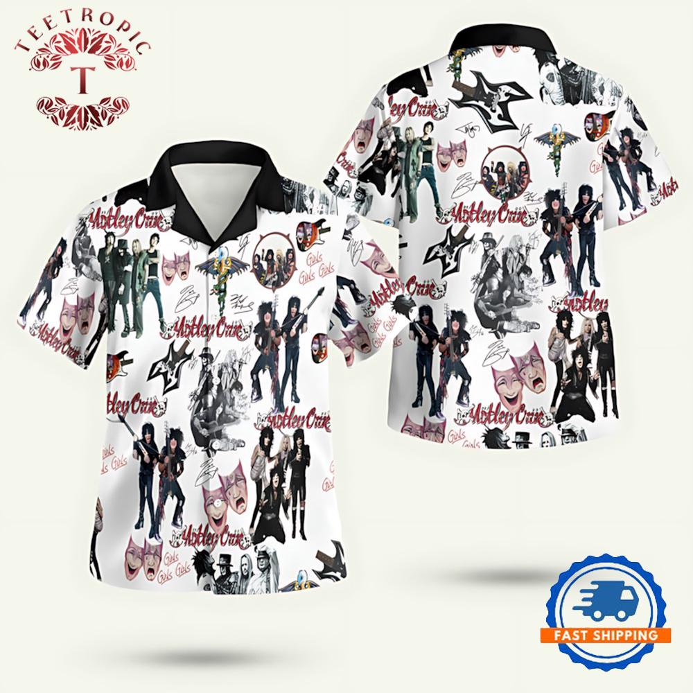 Motley Crue Band White Beach Wear Hawaiian Shirt