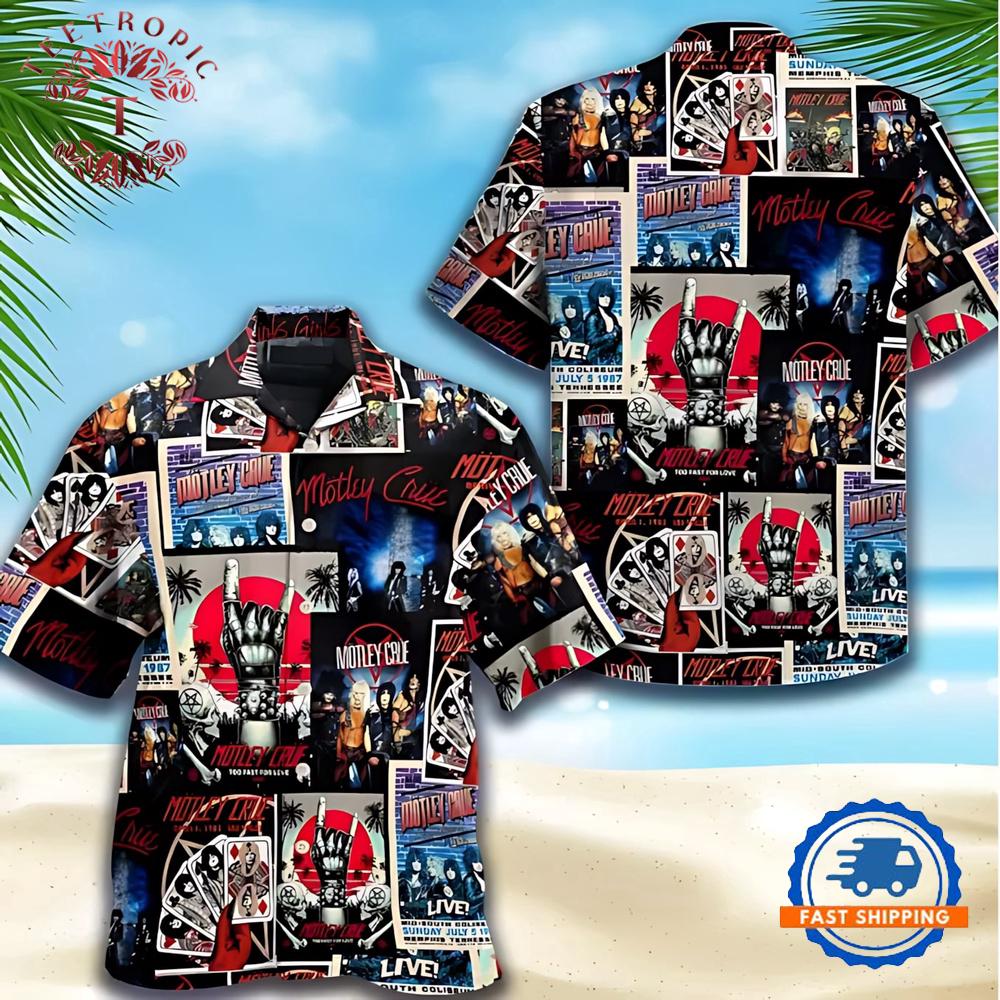 Motley Crue Concert Collage Hawaiian Shirt