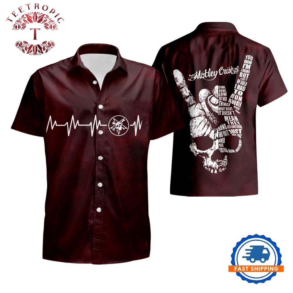 Motley Crue Heavy Metal Skull Hand Band Hawaiian Shirt