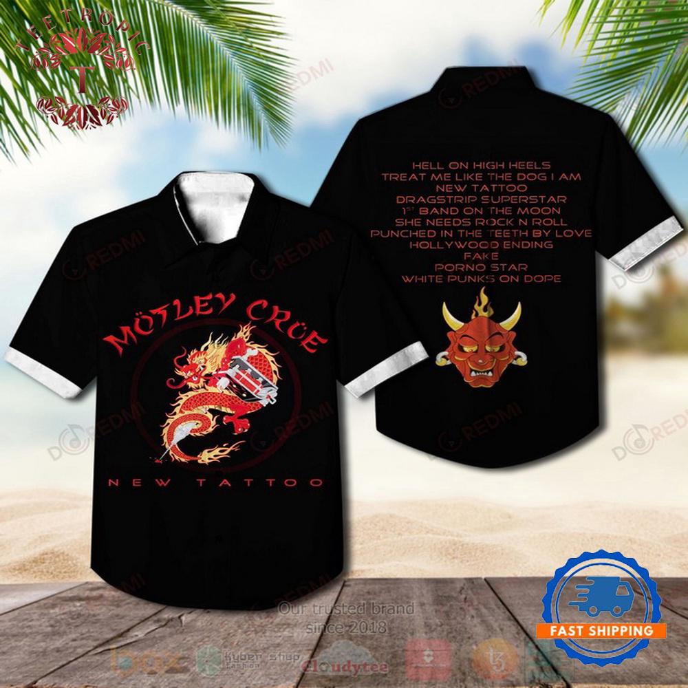 Motley Crue New Tattoo Black Album Hawaiian Shirt