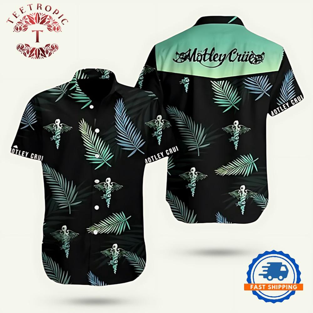 Motley Crue Rock Band Tropical Flower Hawaiian Shirt