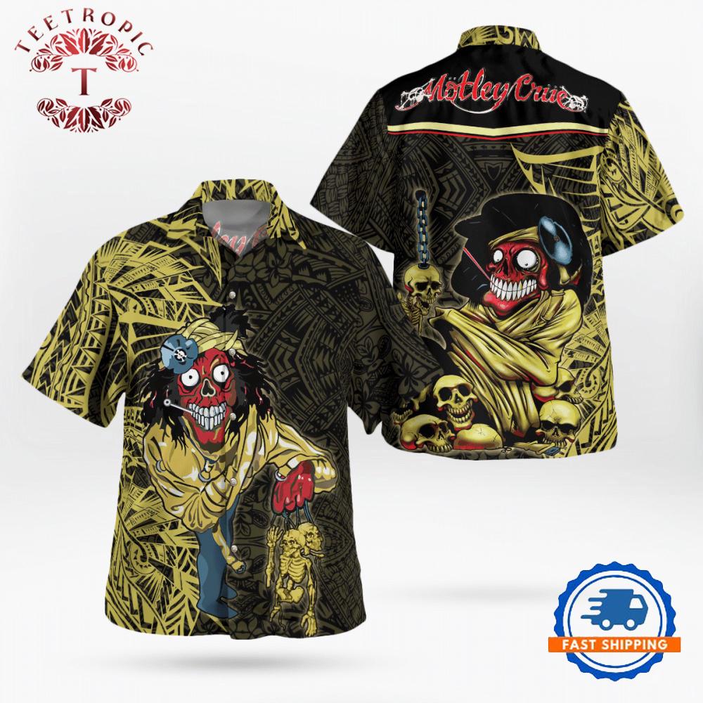 Motley Crue Skeleton Pirate Hawaiian Shirt