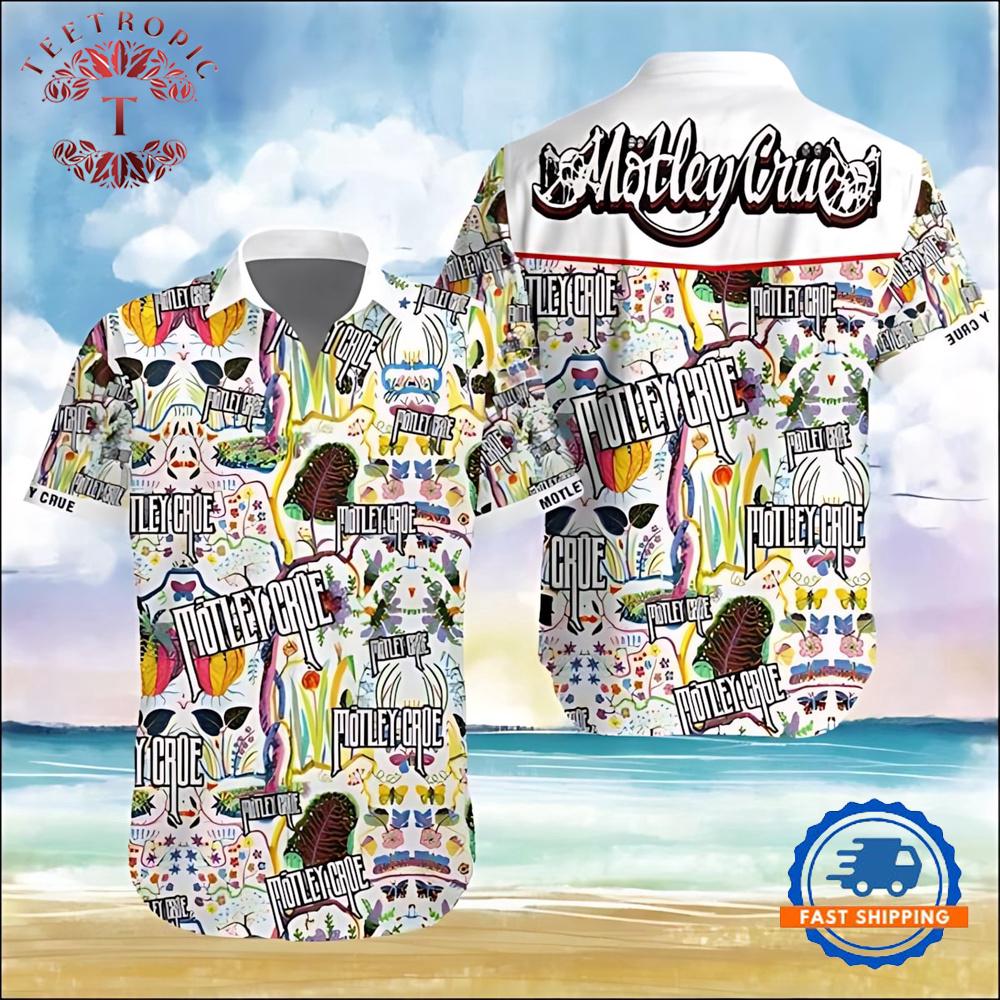 Motley Crue Vibrant Tour Collage Hawaiian Shirt