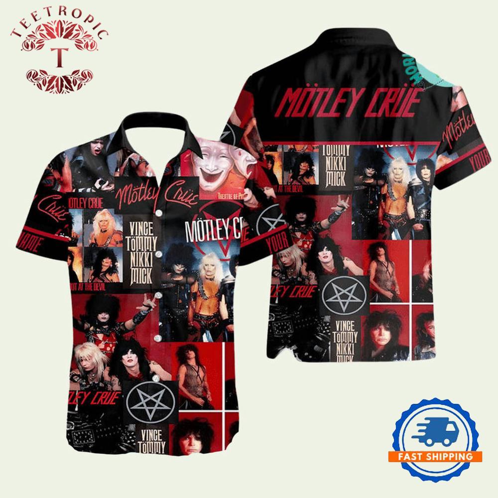 Motley Crue Wild Side Photo Collage Hawaiian Shirt
