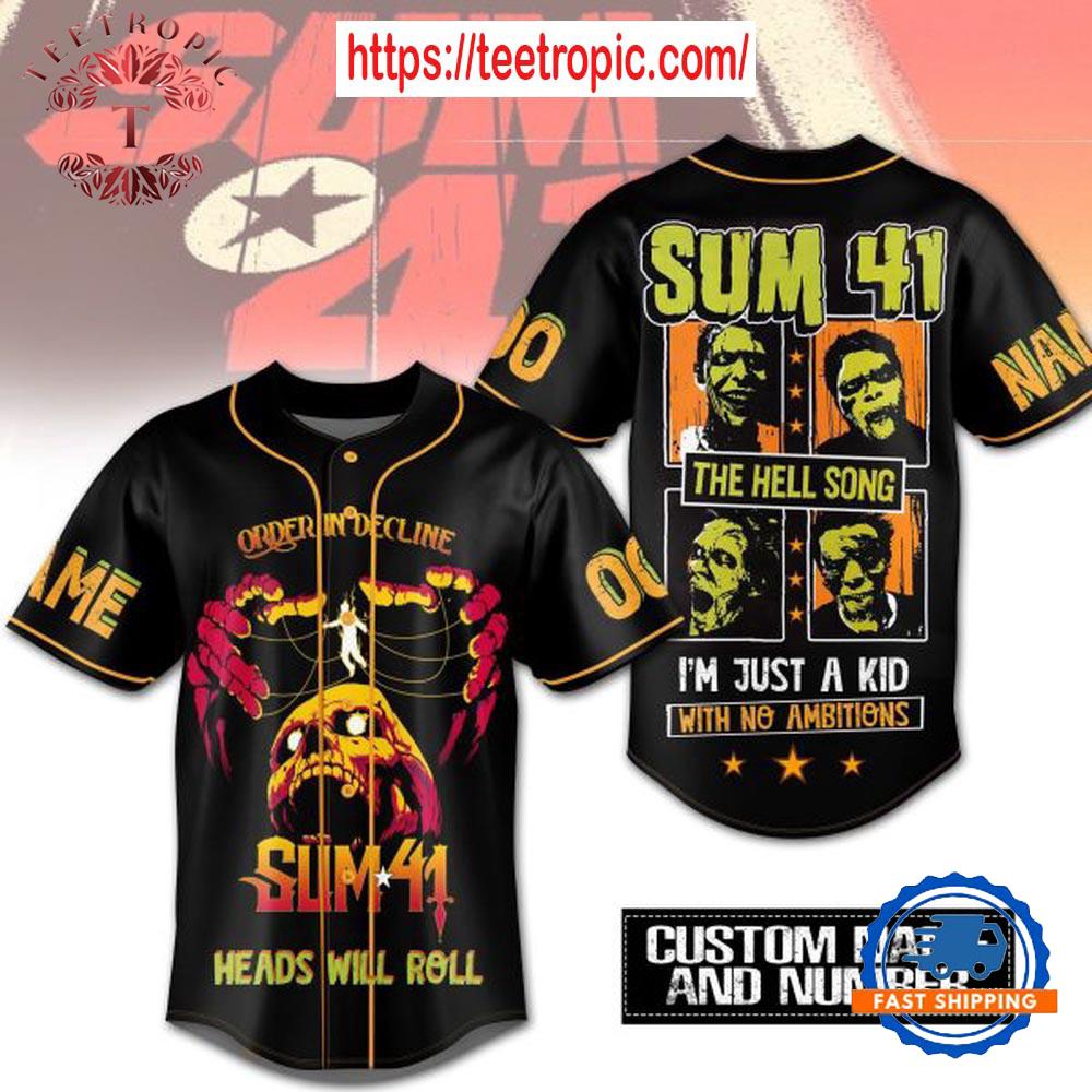 Sum 41 Order In Decline Heads Will Roll Personalized Baseball Jersey