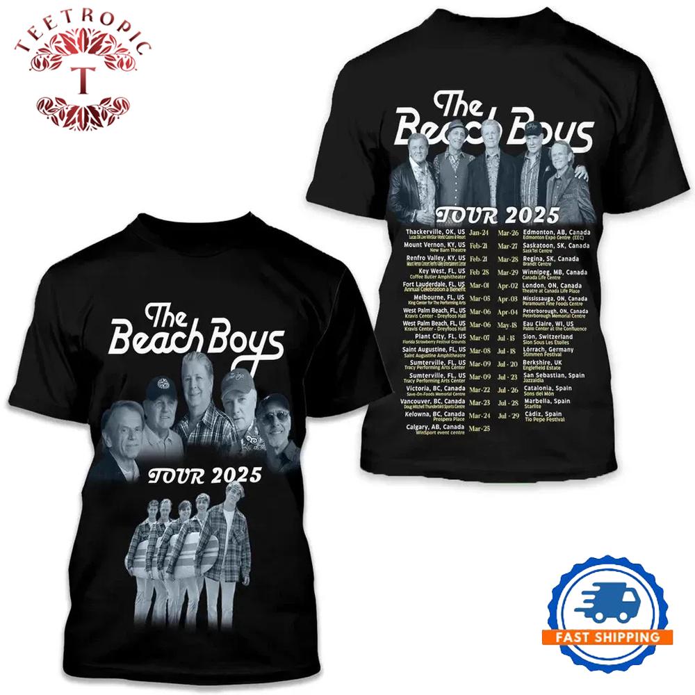 TheBeach Boys 2025 Tour Date 3D T-Shirt