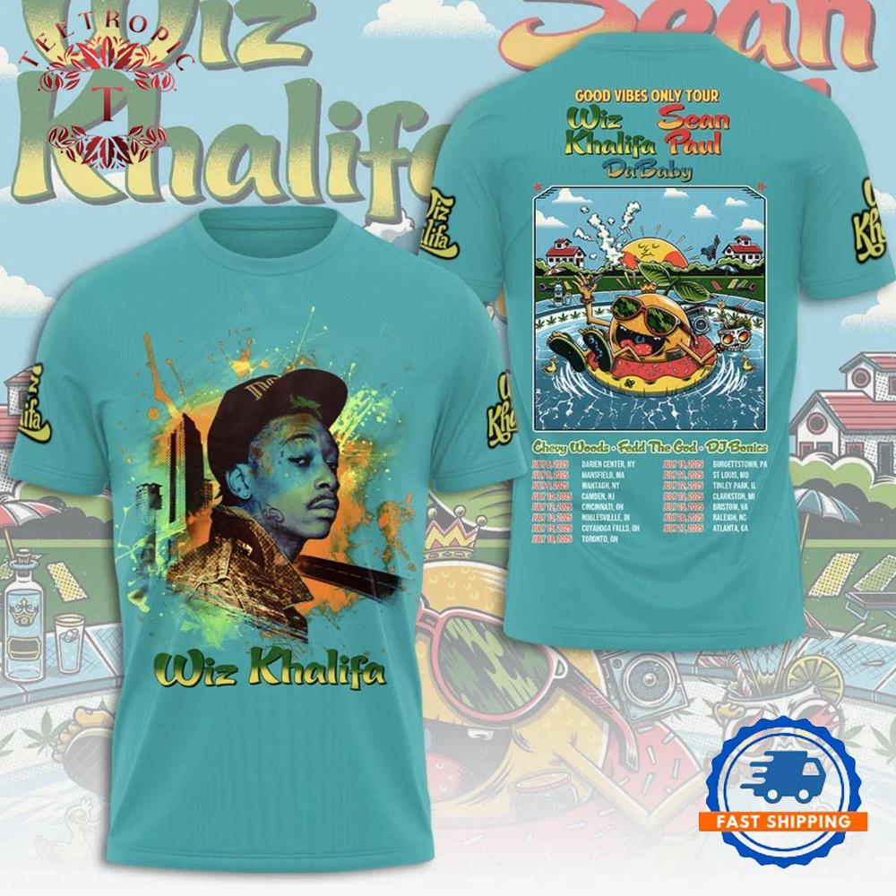 Wiz Khalifa 2025 Good Vibes Only Tour 3D T-Shirt