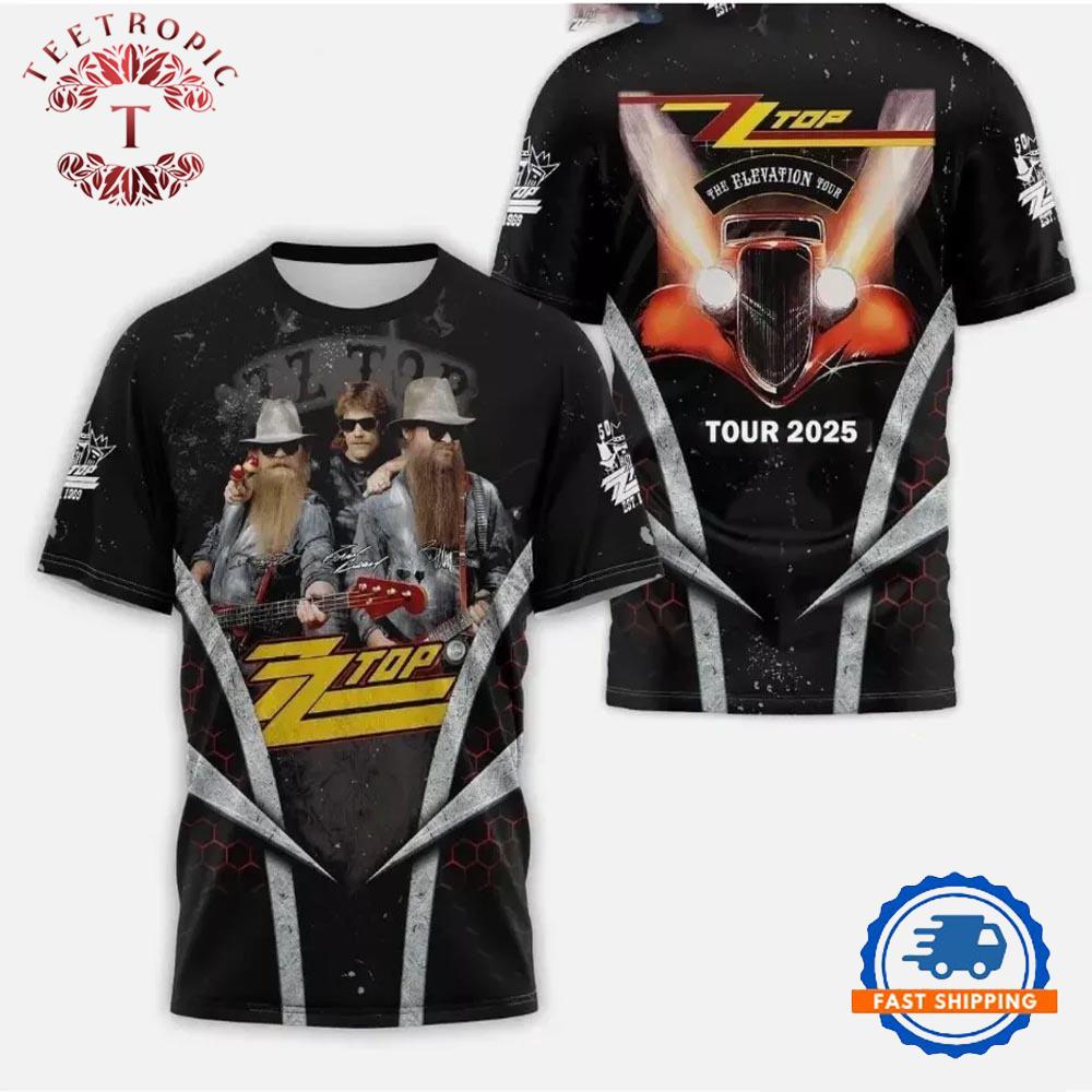 ZZ Top The Elevation Tour 2025 New T Shirt