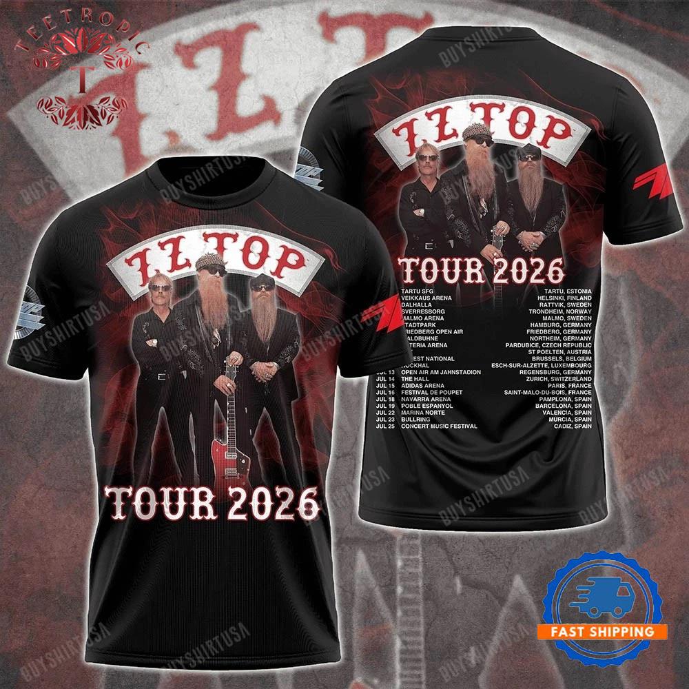ZZ Top Tour 2026 A Tribute to Legendary Classic Rock 3D T Shirt