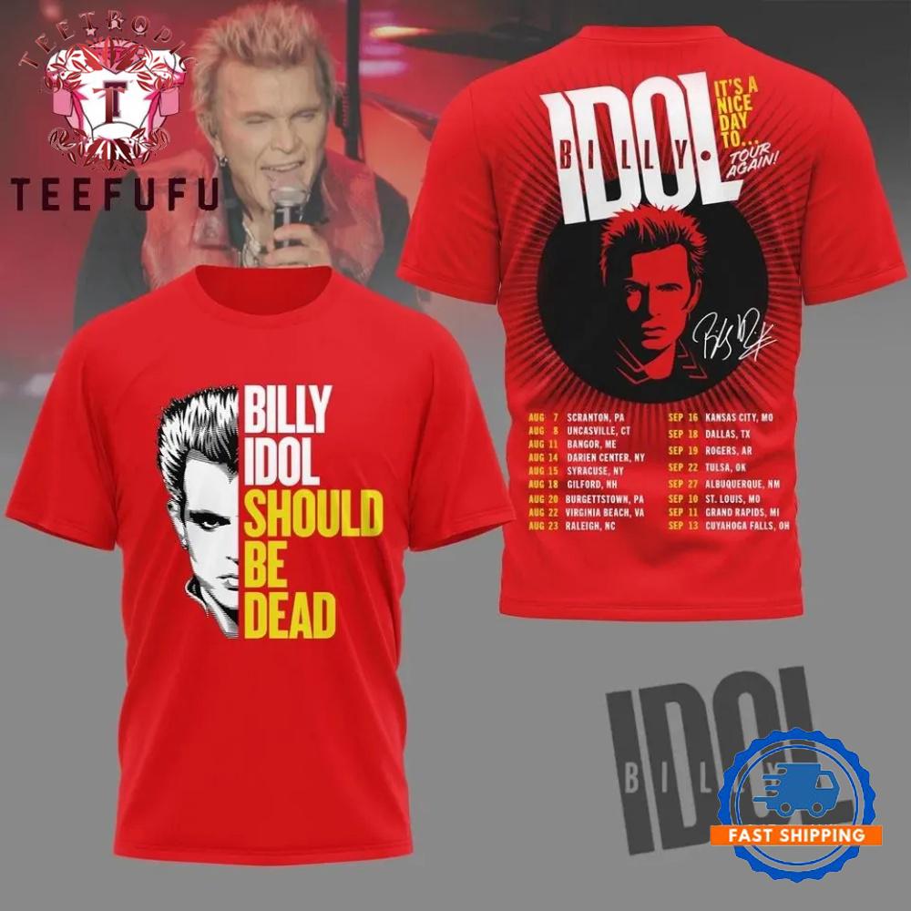 Billy Idol 2026 Tour Red T Shirt