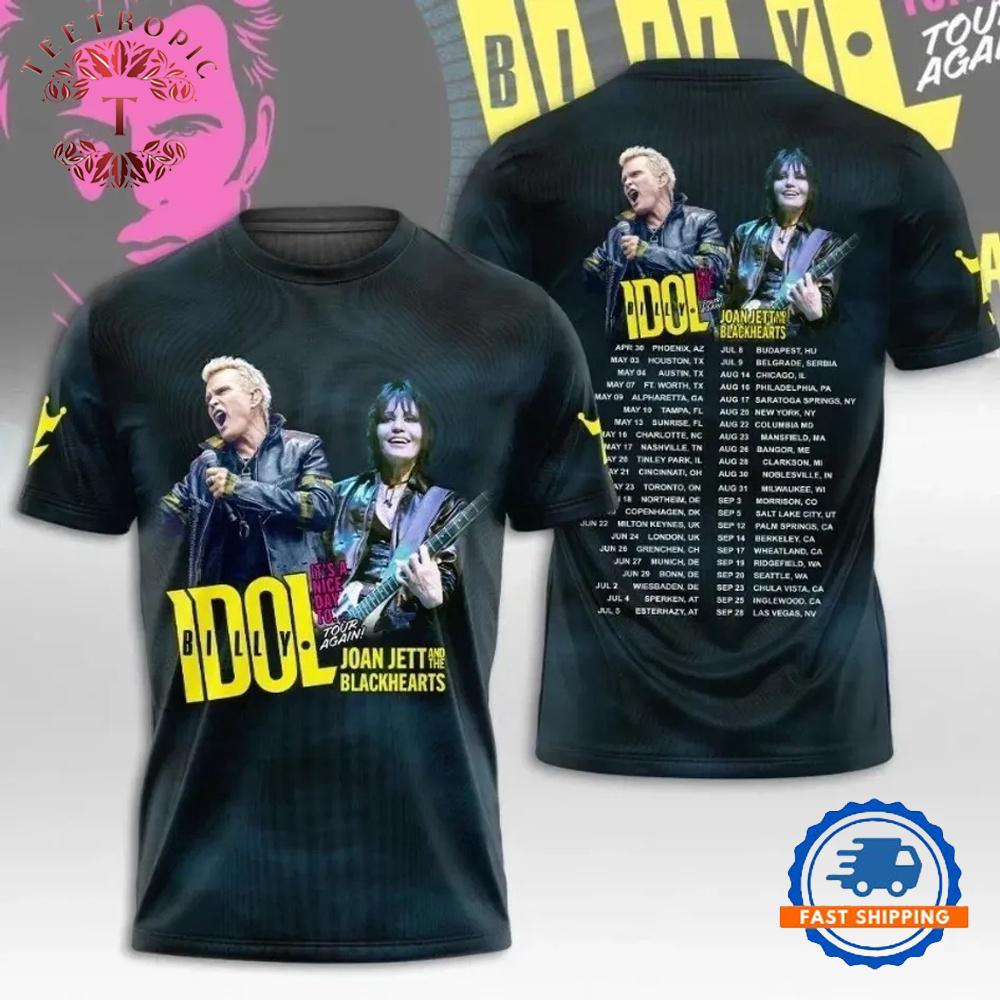 Billy Idol It S Nice Day To Tour With Joan Jett All Over Print T Shirt