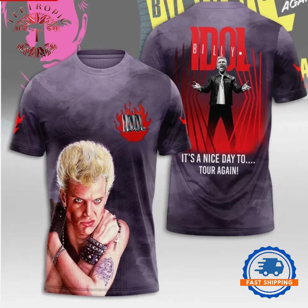 Billy Idol It’s A Nice Day To Tour Again 2025 3D All Over Printed T -Shirt