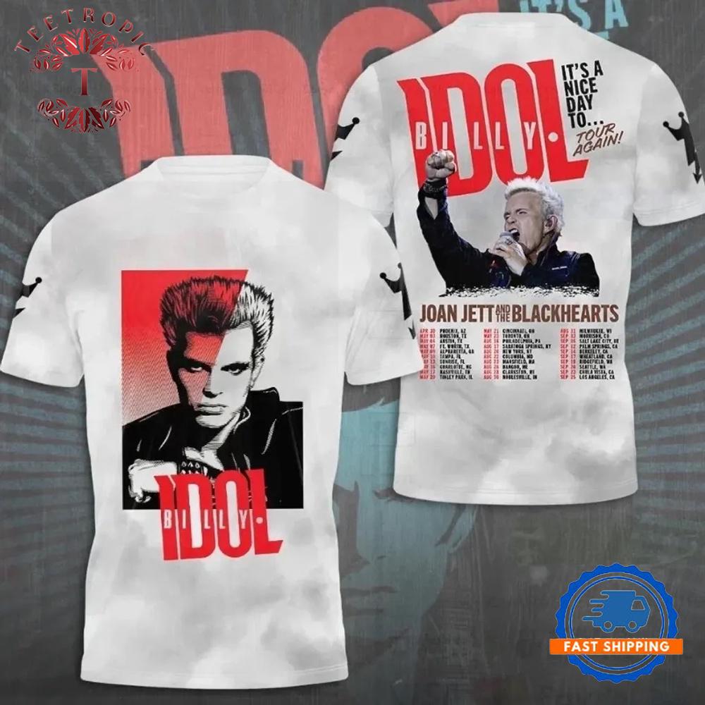 Billy Idol It’s A Nice Day To Tour Again 3D Joan Jett T Shirt