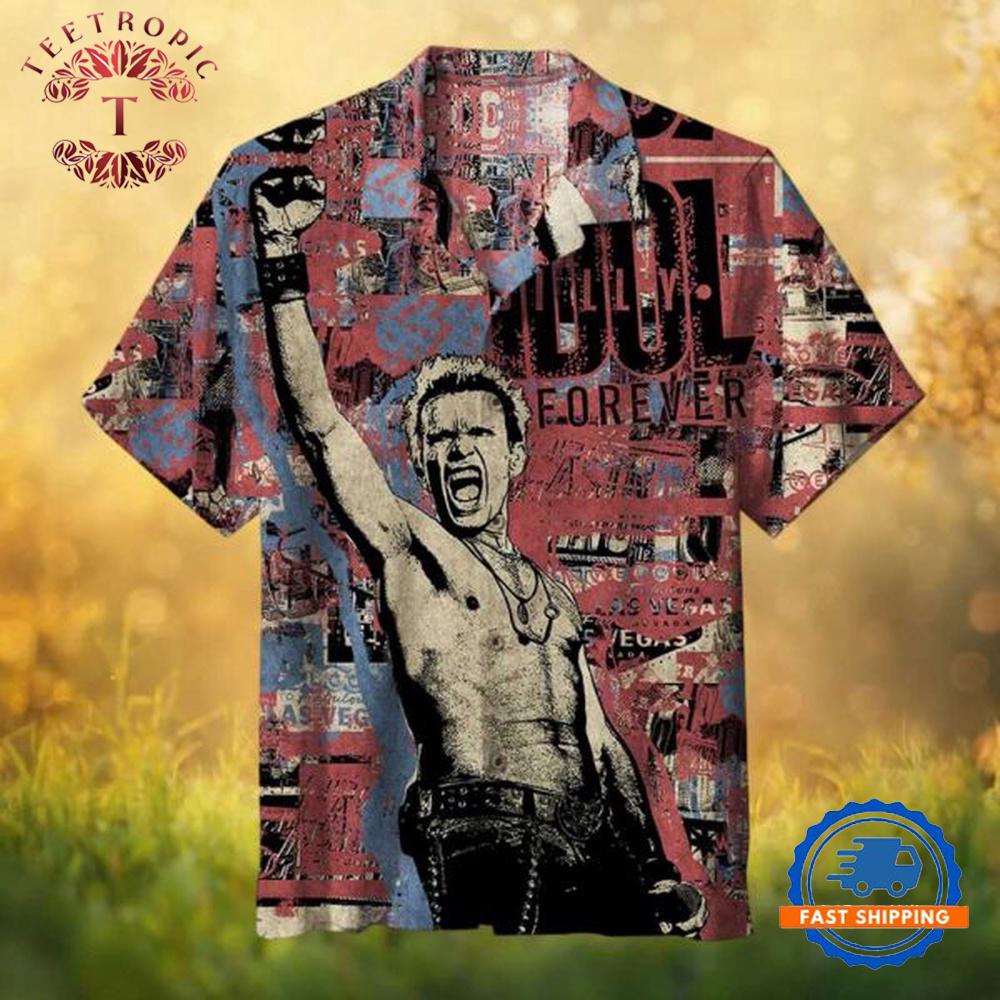 Billy Idol Rebel Yell Las Vegas Concert Retro Graphic Hawaiian Shirt