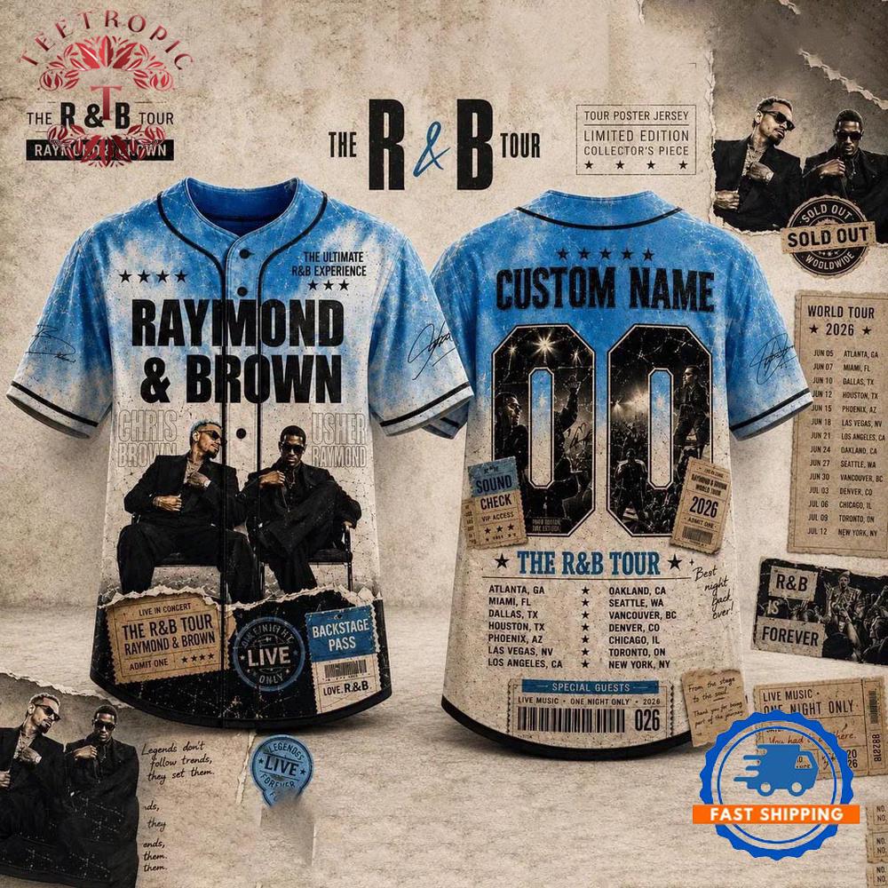 Chris Brown Usher R&B Tour Custom Name & Number Baseball Jersey