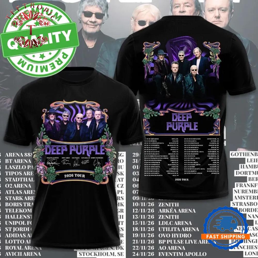Deep Purple Band 2026 Tour Signature Members T Shirt