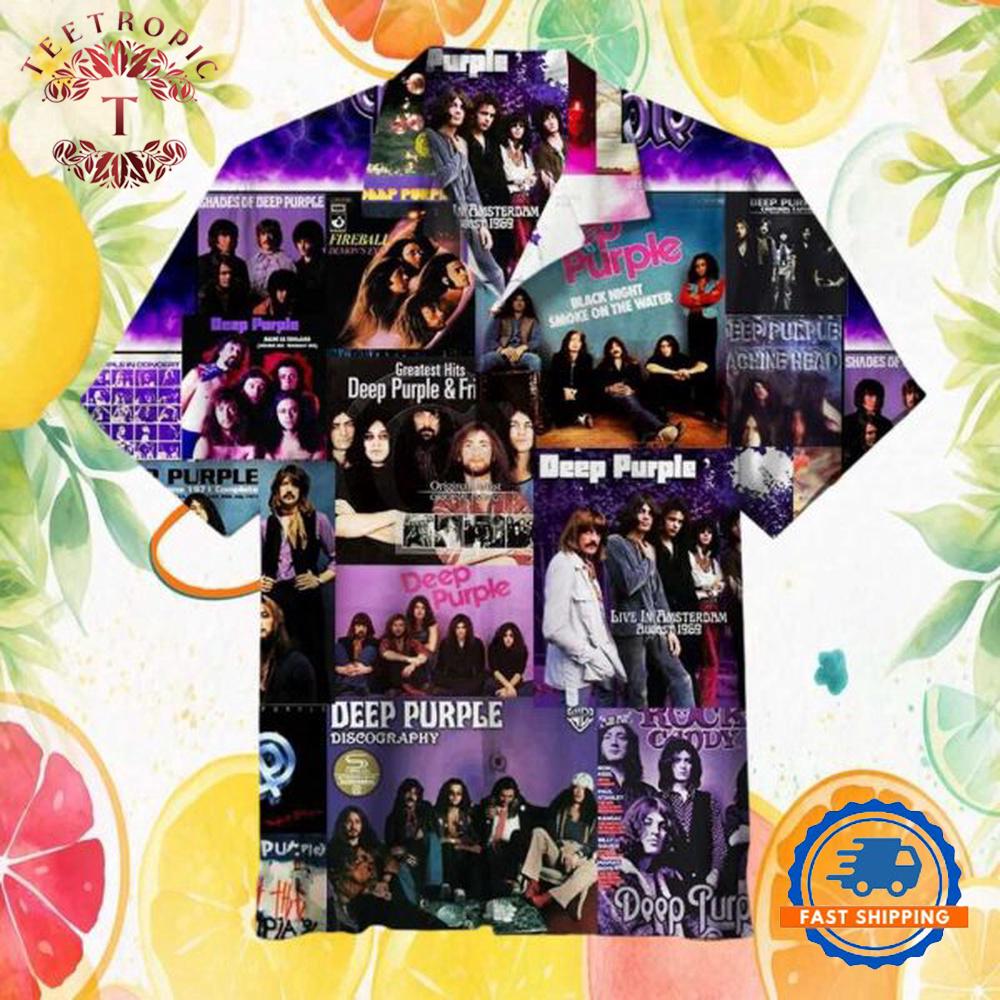 Deep Purple Classic Rock Band Discography Collage All Over Print Hawaiian Shirt