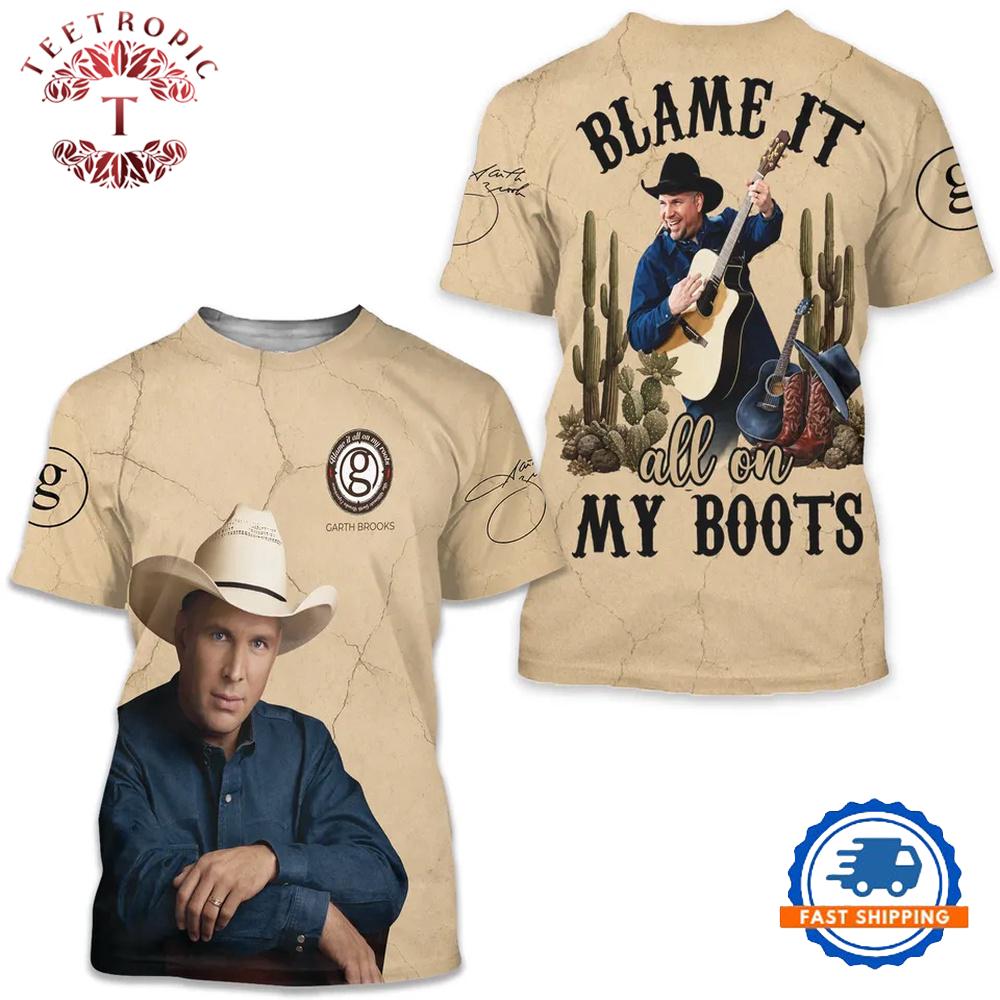 Garth Brooks Blame It All On My Boots AOP T Shirt