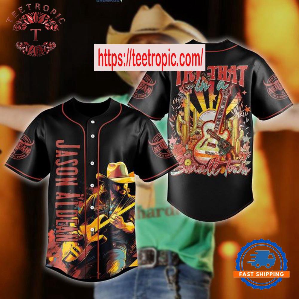 Jason Aldean Try That In A Small Town Black Design Art Baseball Jersey