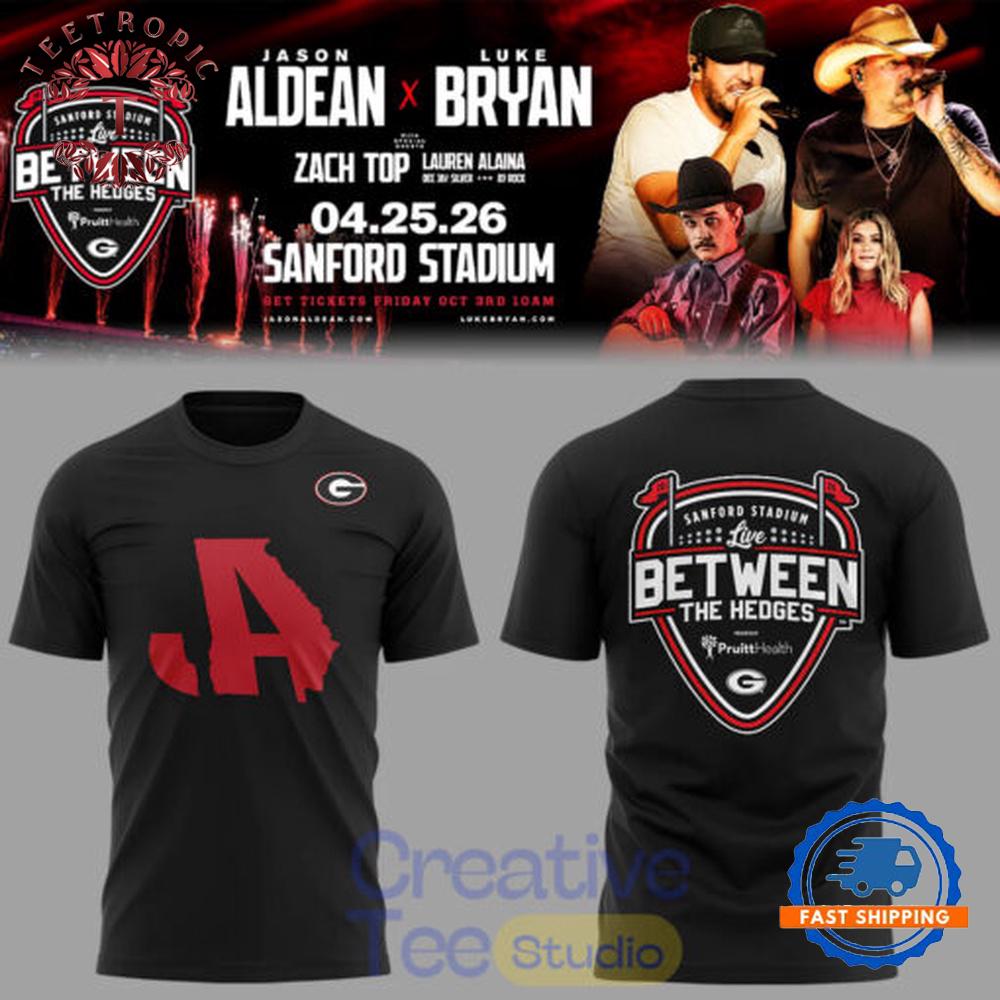Jason Aldean x Luke Bryan “Live Between The Hedges” At Sanford Stadium Black T Shirt