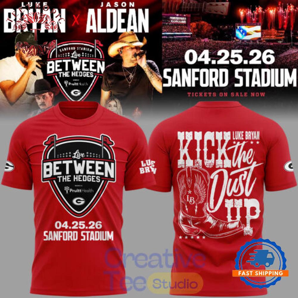 Jason Aldean x Luke Bryan Live Between The Hedges At Sanford Stadium Red T Shirt