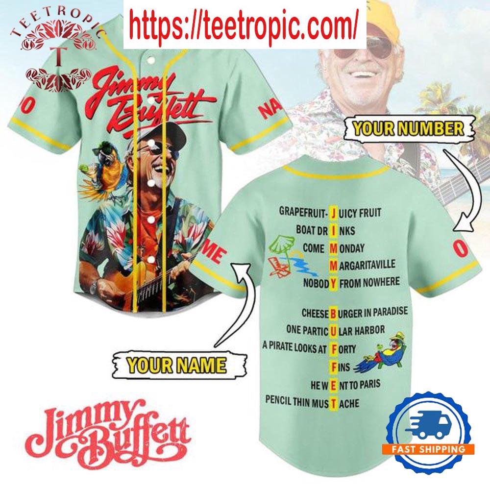 Jimmy Buffett Cheeseburger In Paradise Personalized Baseball Jersey
