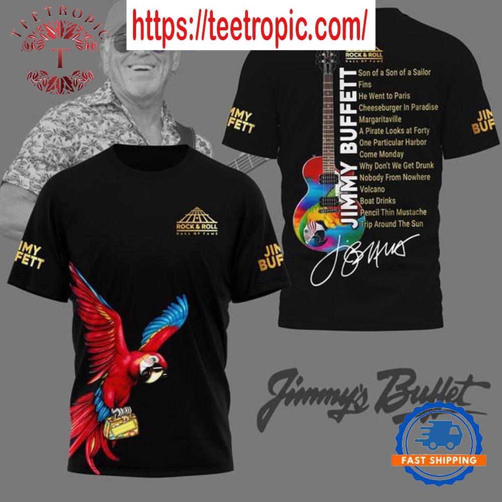 Jimmy Buffett Margaritaville Hall Of Fame Introduction Black T-Shirt