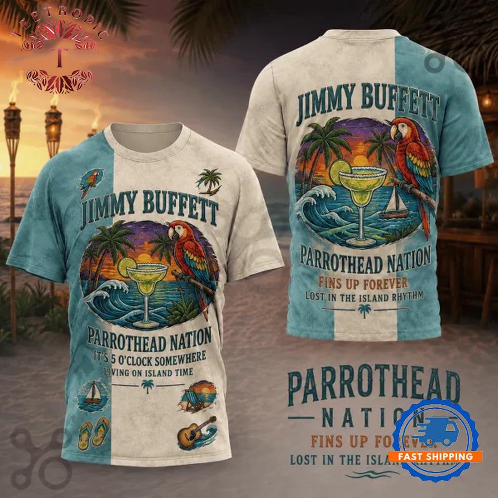 Jimmy Buffett Parrothead Nation Fins Up T-Shirt