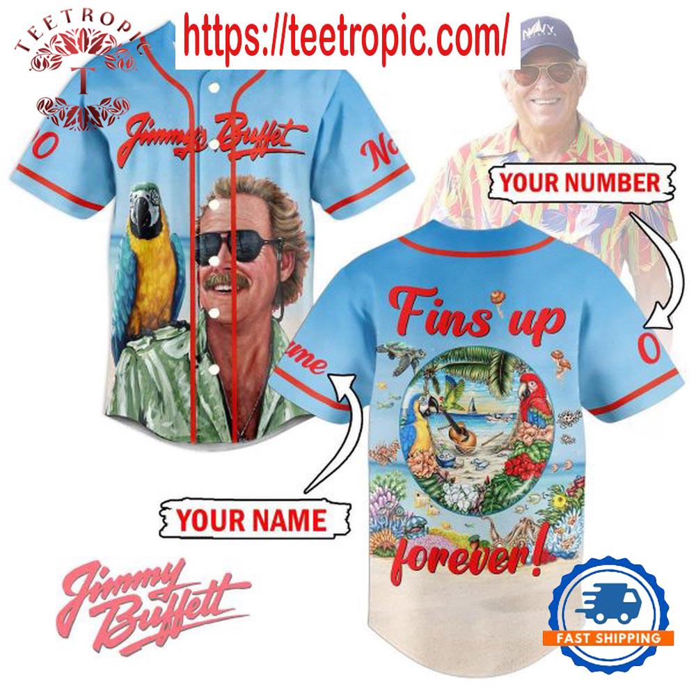 Jimmy Buffett The Holiday In Beach Fins Up Forever Personalized Baseball Jersey