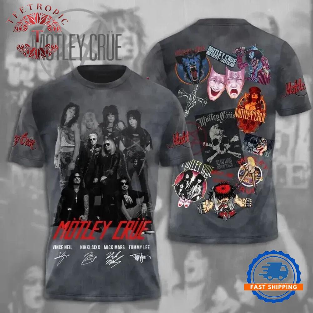 Motley Crue Band Music Graphic Signature T Shirt